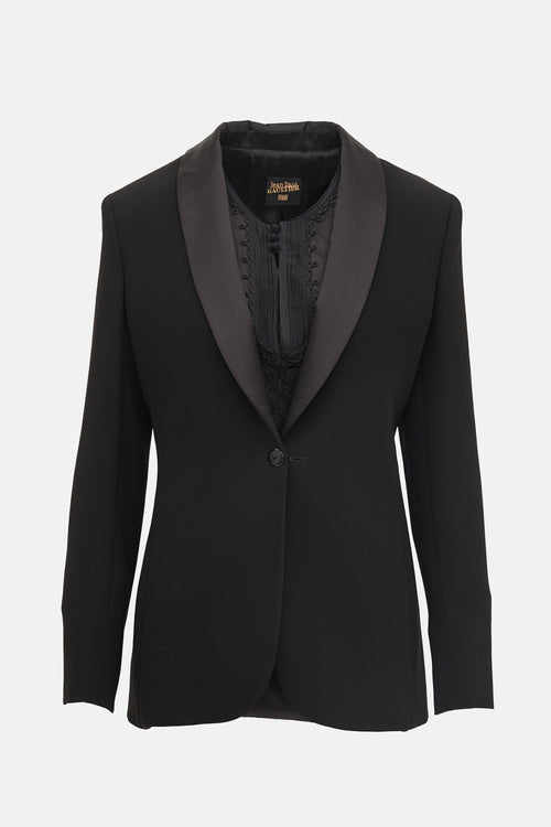 Jean Paul Gaultier Femme Black Embroidere Insert Blazer