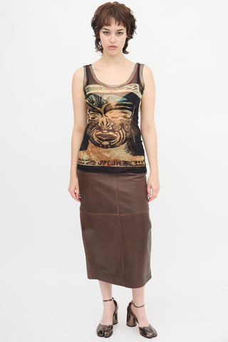 Jean Paul Gaultier Printed Mesh Tank Top