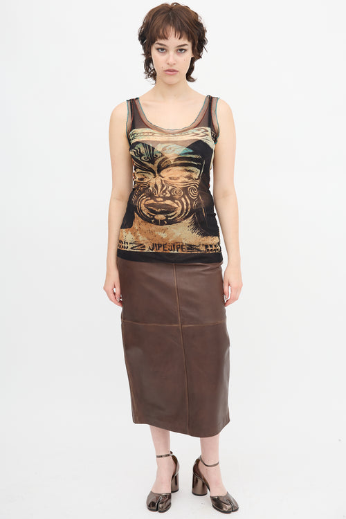 Jean Paul Gaultier Printed Mesh Tank Top