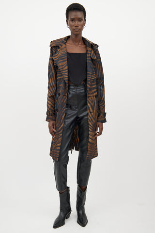 Jean Paul Gaultier Brown & Black Nylon Striped Trenchcoat