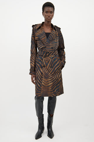 Jean Paul Gaultier Brown & Black Nylon Striped Trenchcoat