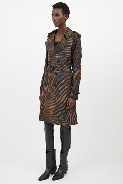 Jean Paul Gaultier Brown & Black Nylon Striped Trenchcoat