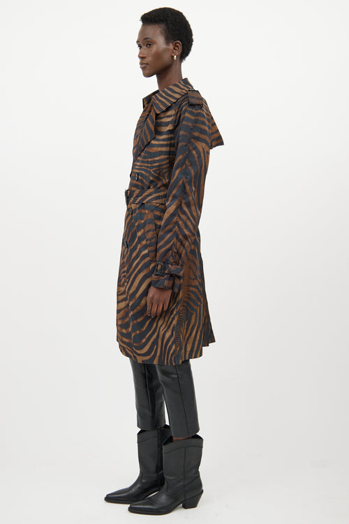 Jean Paul Gaultier Brown & Black Nylon Striped Trenchcoat