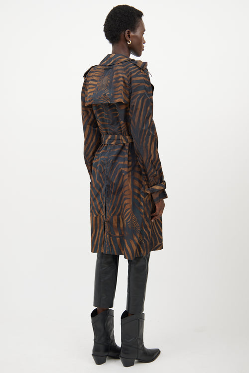 Jean Paul Gaultier Brown & Black Nylon Striped Trenchcoat