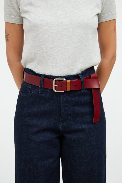 Jean Paul Gaultier Red Leather Logo Belt