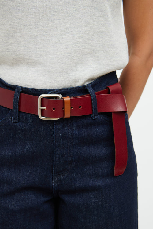 Jean Paul Gaultier Red Leather Logo Belt