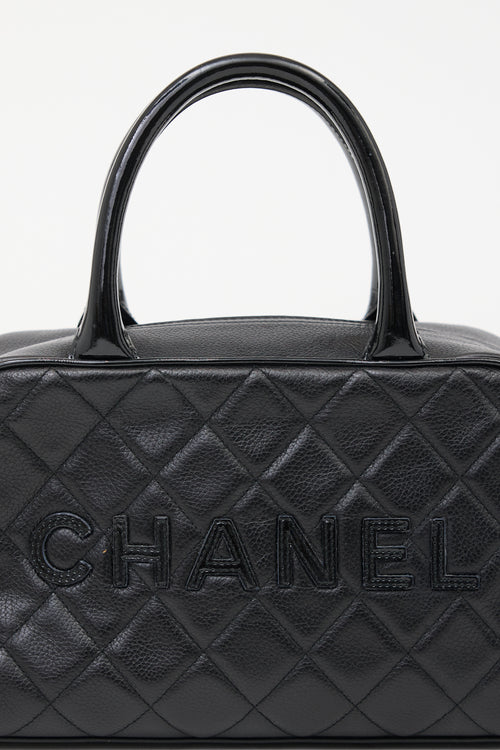 2000 Quilted Caviar & Patent Logo Bowling Bag