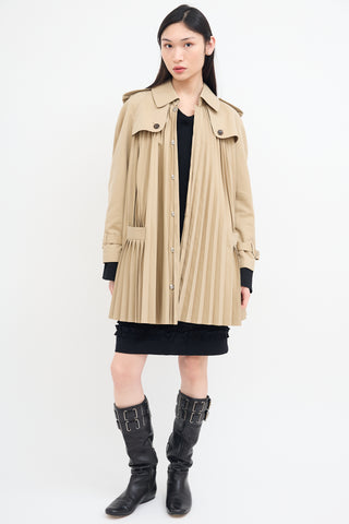 Junya Watanabe 2017 Beige Belted Pleat Trench Coat