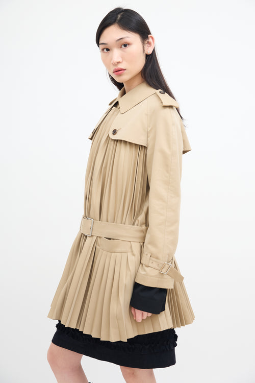 Junya Watanabe 2017 Beige Belted Pleat Trench Coat