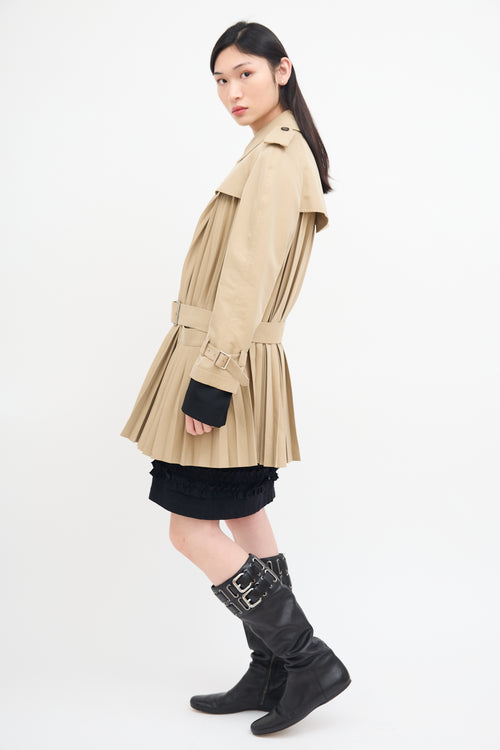 Junya Watanabe 2017 Beige Belted Pleat Trench Coat