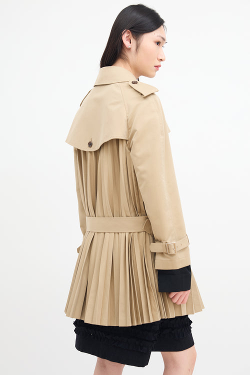 Junya Watanabe 2017 Beige Belted Pleat Trench Coat