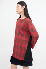 Junya Watanabe FW 2019 Red Plaid & Black Pleated Sweater