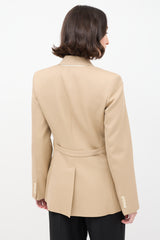 JW Anderson Brown Wool Satin Trimmed Crystal Embellished Blazer