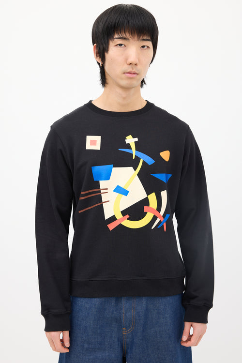 JW Anderson Black & Multi Geometric Graphic Crewneck Sweatshirt