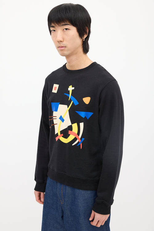 JW Anderson Black & Multi Geometric Graphic Crewneck Sweatshirt