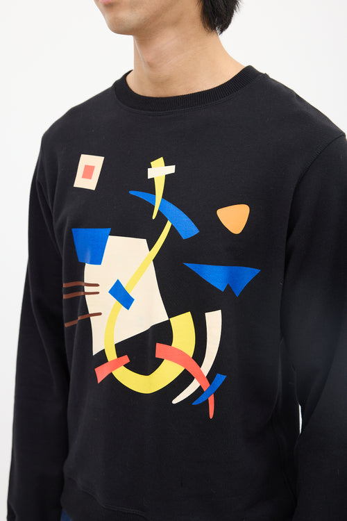 JW Anderson Black & Multi Geometric Graphic Crewneck Sweatshirt