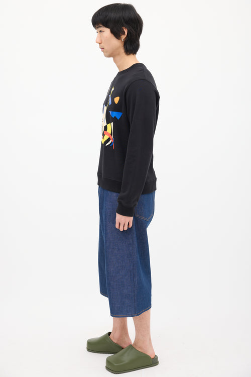 JW Anderson Black & Multi Geometric Graphic Crewneck Sweatshirt