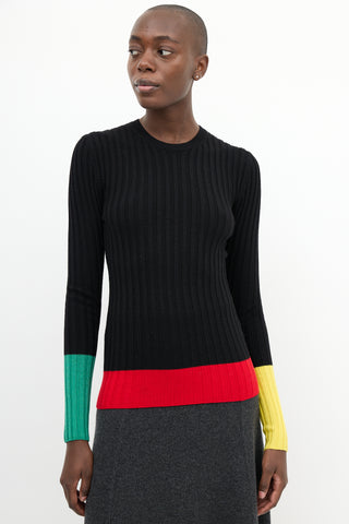 JW Anderson Black & Multi Wool Colourblock Top