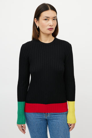JW Anderson Black & Multicolour Colourblock Merino Ribbed Sweater