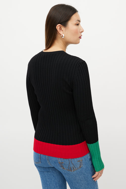 JW Anderson Black & Multicolour Colourblock Merino Ribbed Sweater