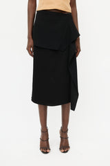 JW Anderson Black Ruffled Drape Skirt