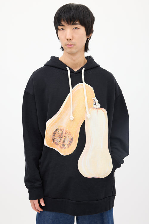 JW Anderson Black & Yellow Squash Graphic Hoodie