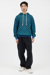 JW Anderson Blue & Green Checkerboard Hoodie