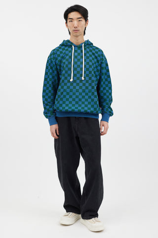 JW Anderson Blue & Green Checkerboard Hoodie