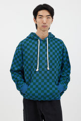 JW Anderson Blue & Green Checkerboard Hoodie