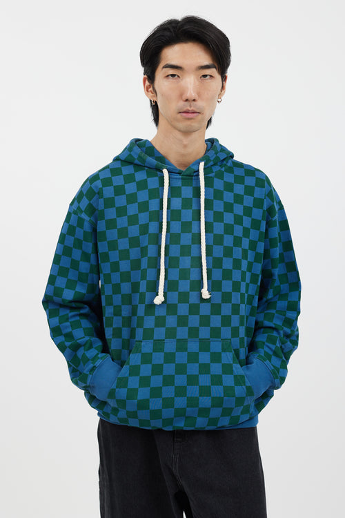 JW Anderson Blue & Green Checkerboard Hoodie