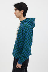 JW Anderson Blue & Green Checkerboard Hoodie
