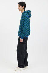 JW Anderson Blue & Green Checkerboard Hoodie