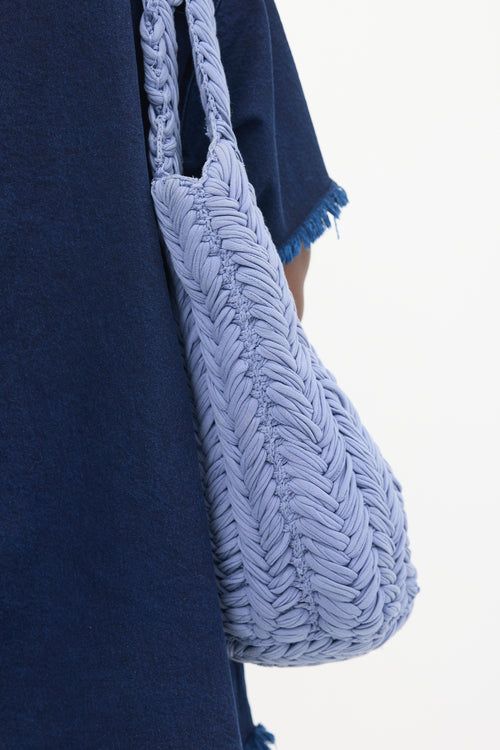 JW Anderson Blue Knit Shopper Tote