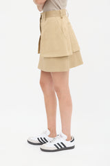 JW Anderson Brown Cotton Layered Mini Skirt