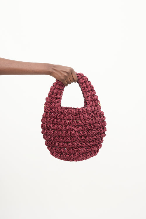 JW Anderson Burgundy Popcorn Woven Shoulder Bag