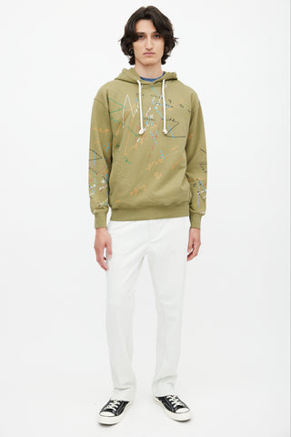 JW Anderson Green & Multicolour Scribble Hoodie