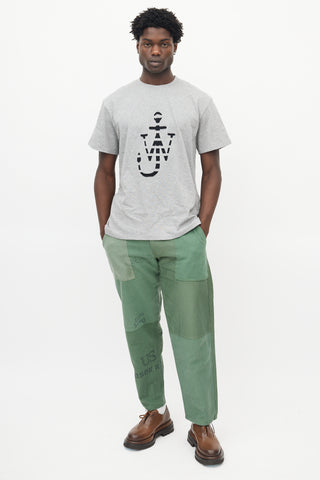 JW Anderson Grey & Black Anchor Logo T-Shirt