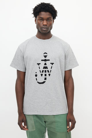 JW Anderson Grey & Black Anchor Logo T-Shirt