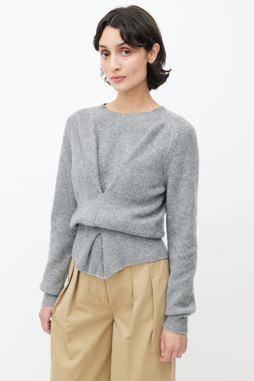 JW Anderson Grey Gathered Wool Sweater