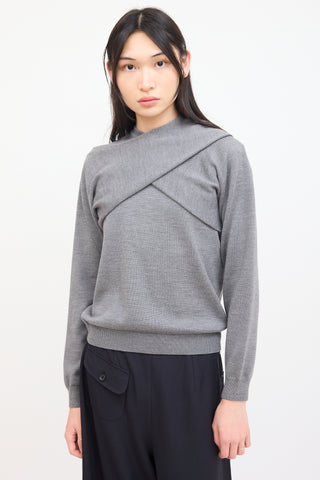 JW Anderson Grey Wool Asymmetrical  Sweater