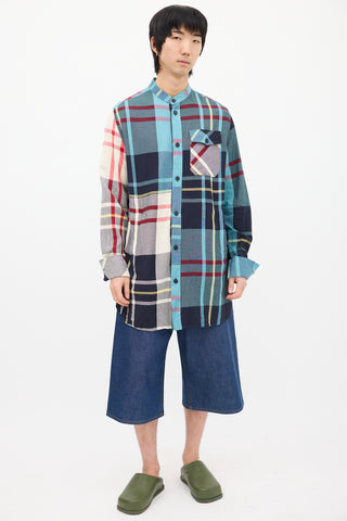 JW Anderson Light Blue & Multi Plaid Shirt