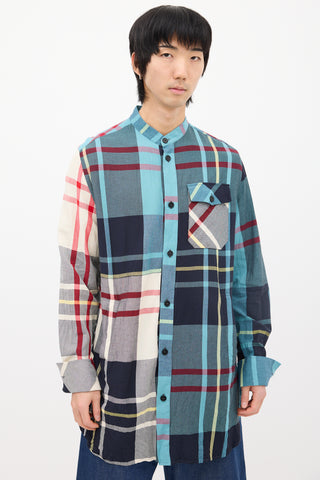 JW Anderson Light Blue & Multi Plaid Shirt