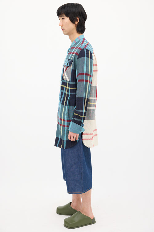 JW Anderson Light Blue & Multi Plaid Shirt