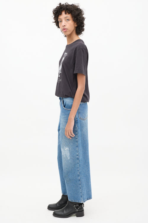 JW Anderson Medium Wash Distressed Wide Leg Jeans