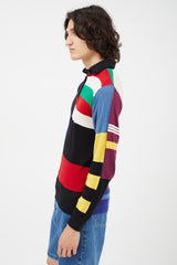 JW Anderson Black & Multicolour Panelled Long Sleeve Polo