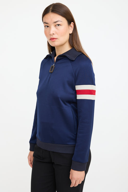 JW Anderson Navy & Multicolour Striped Half Zip Sweater