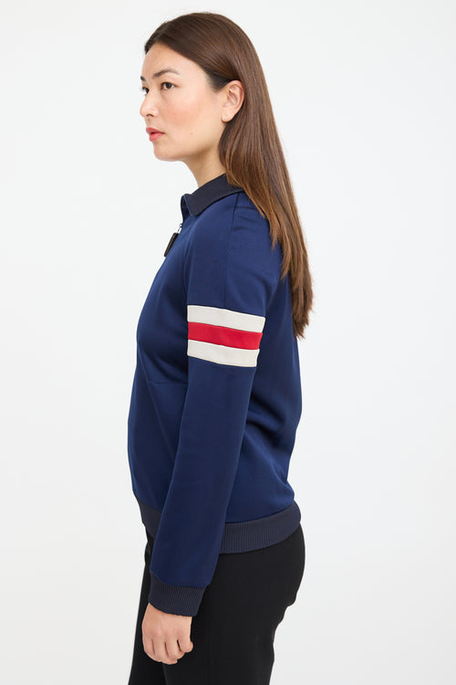 JW Anderson Navy & Multicolour Striped Half Zip Sweater