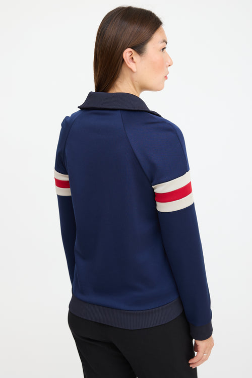 JW Anderson Navy & Multicolour Striped Half Zip Sweater