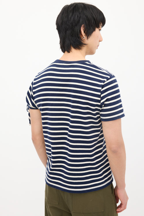 JW Anderson Navy & White Striped Logo T-Shirt