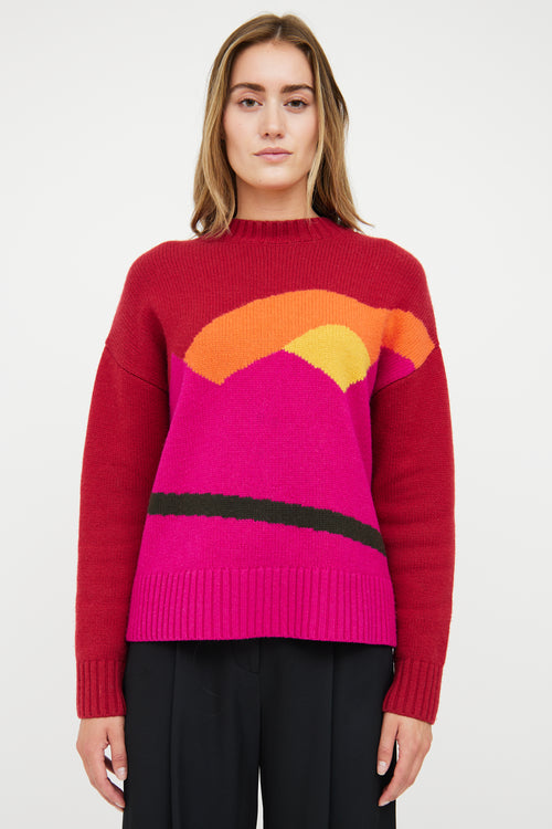 JW Anderson Red Cashmere & Wool Landscape Sweater